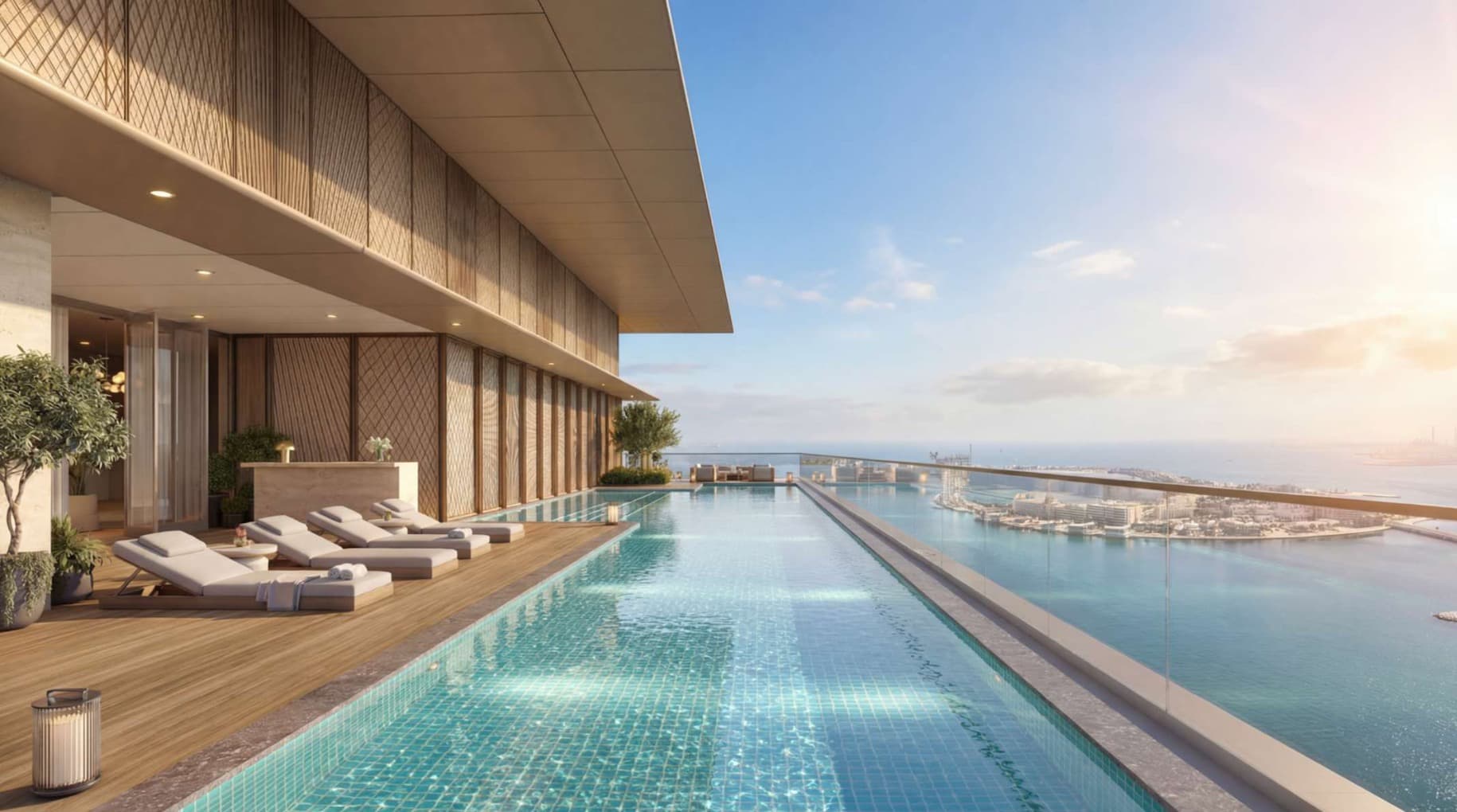 Rosewood penthouse pool and terrace overlooking the sea